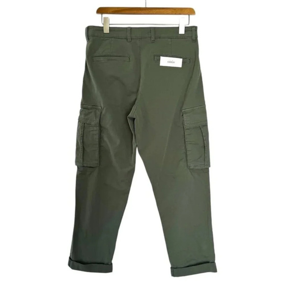 Zara Army Green High Waist Tapered Leg Stretch Cotton Cargo Pants Size 31 - Picture 4 of 12